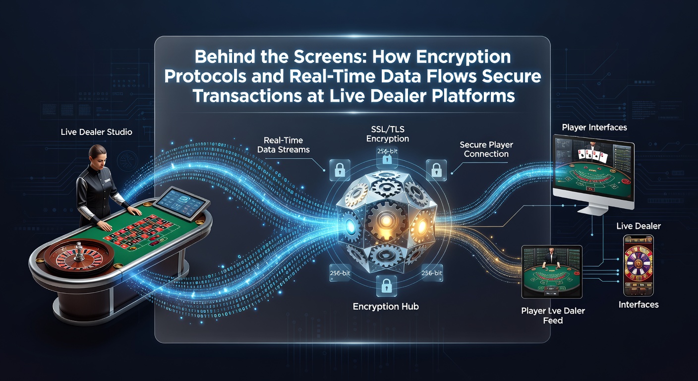 Secure data streams flowing through encrypted channels in a live dealer casino platform