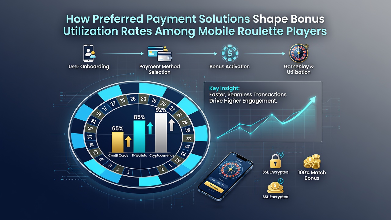 Analytics dashboard showing payment method breakdowns alongside bonus redemption statistics for mobile roulette users