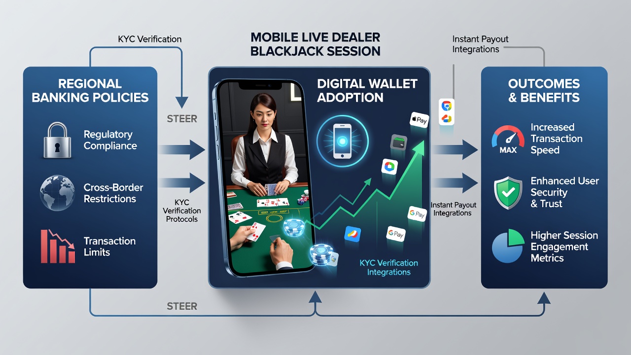 Mobile live dealer blackjack interface showing digital wallet payment options