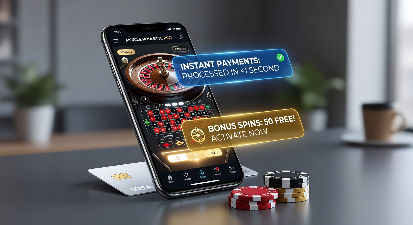 Smartphone displaying a mobile casino app with instant withdrawal confirmation and a cascade of bonus roulette spins